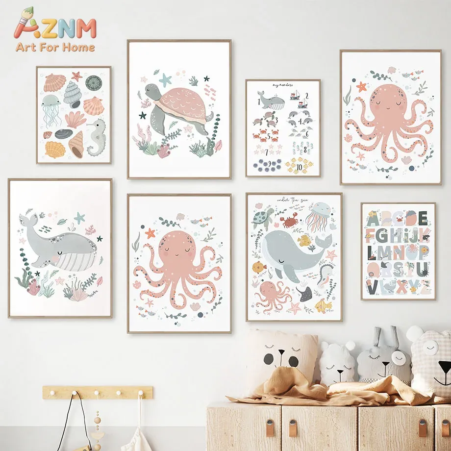 AZNM Obraz na płótnie z motywe – Kids Education Alphabet Numbers recenzja i cena