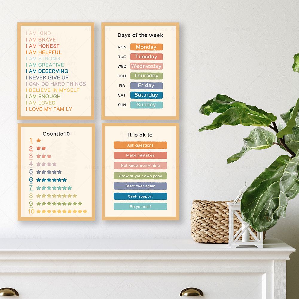 Boho Dekoracja Ścienna z Numer – Kids Education Alphabet Numbers recenzja i cena
